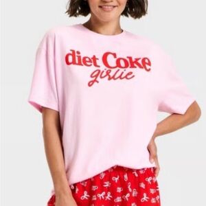 Diet Coke Pajama Set XXS 2XS NWT Oversized Shirt + Shorts